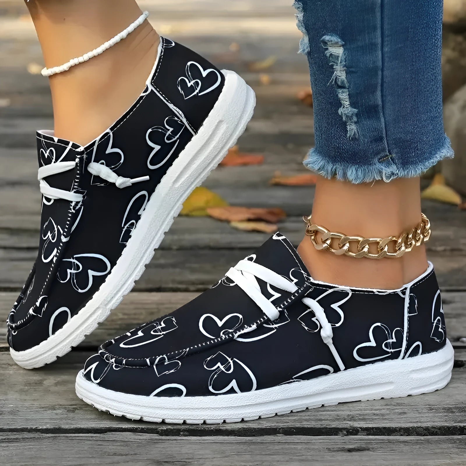 canvas women's casual pumps round toe lace-up fastening black white sizes 36-43