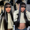 Natural colour human hair wig with full-mechanism headgear shown in a fashionable style.