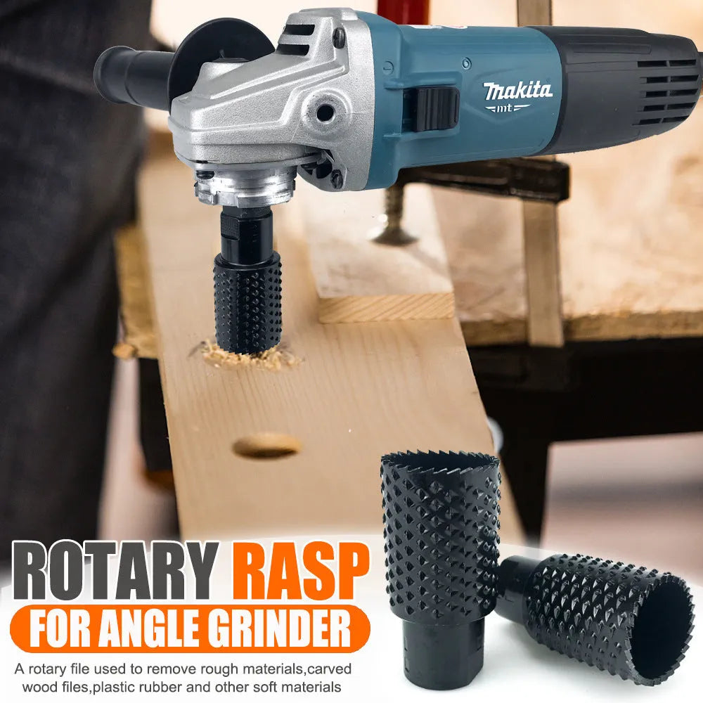 Spherical angle grinder grinding head for woodworking with dual thread compatibility
