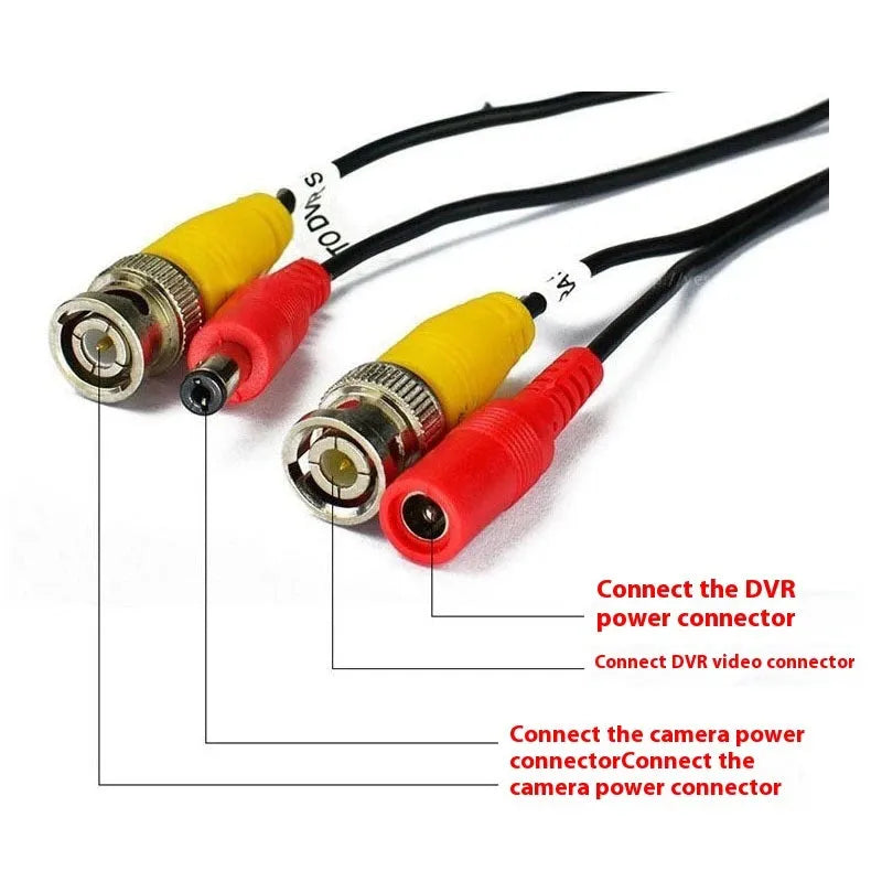 BNC DC Power Video Integrated Cable 5M Black with male and female connectors for security camera DVR wiring