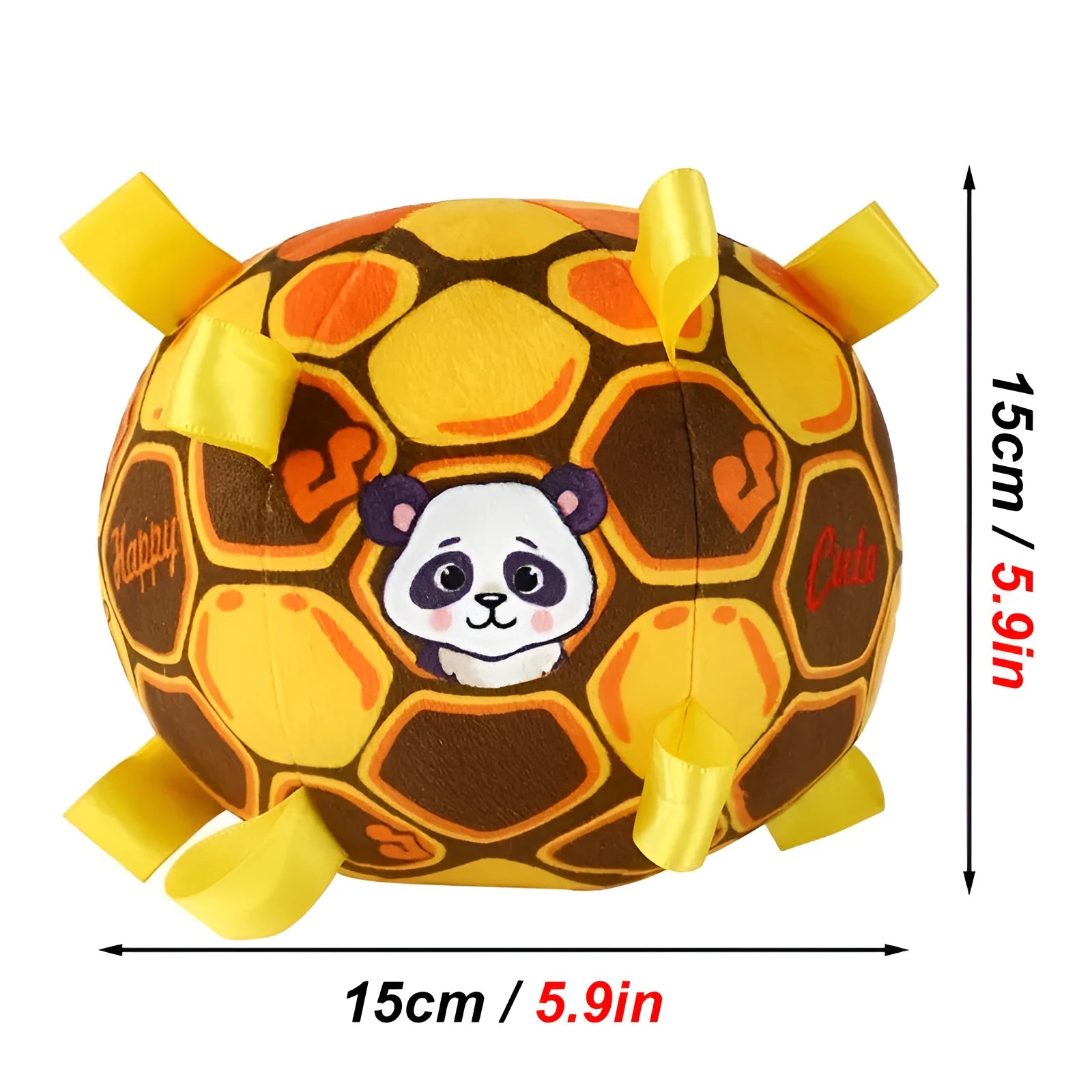 Bite-resistant plush ball dog toy with handle and internal bells for aggressive chewers
