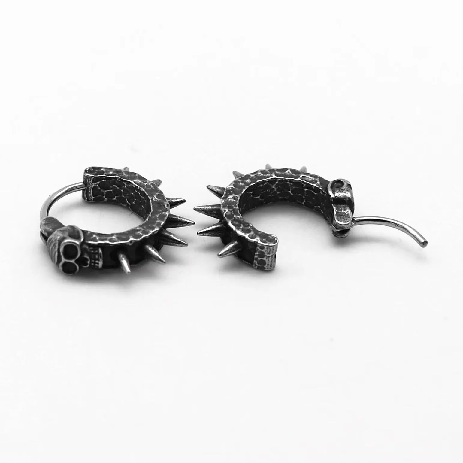 Black geometric alloy motorcycle punk earrings for men and women