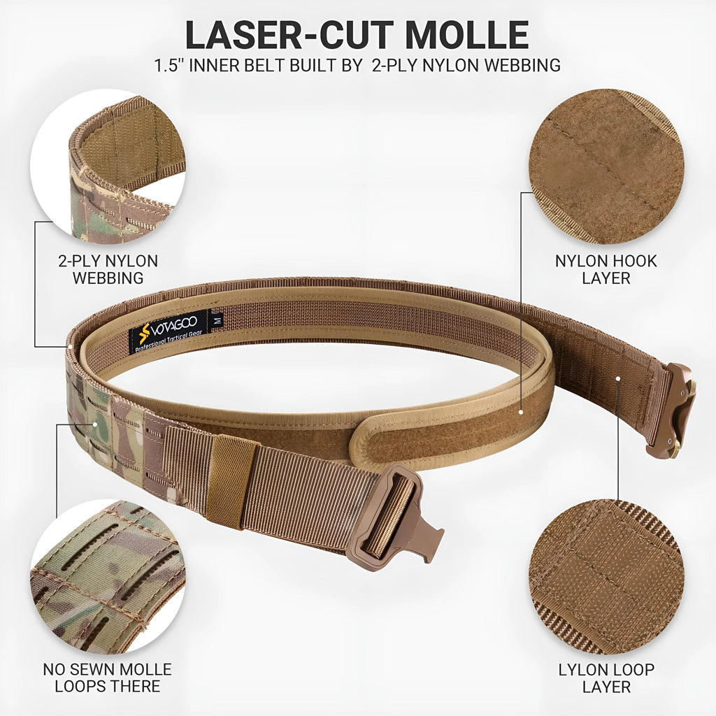 VOTAGOO thick 2-inch nylon tactical belt with an alloy quick-release buckle in CP camouflage colour.