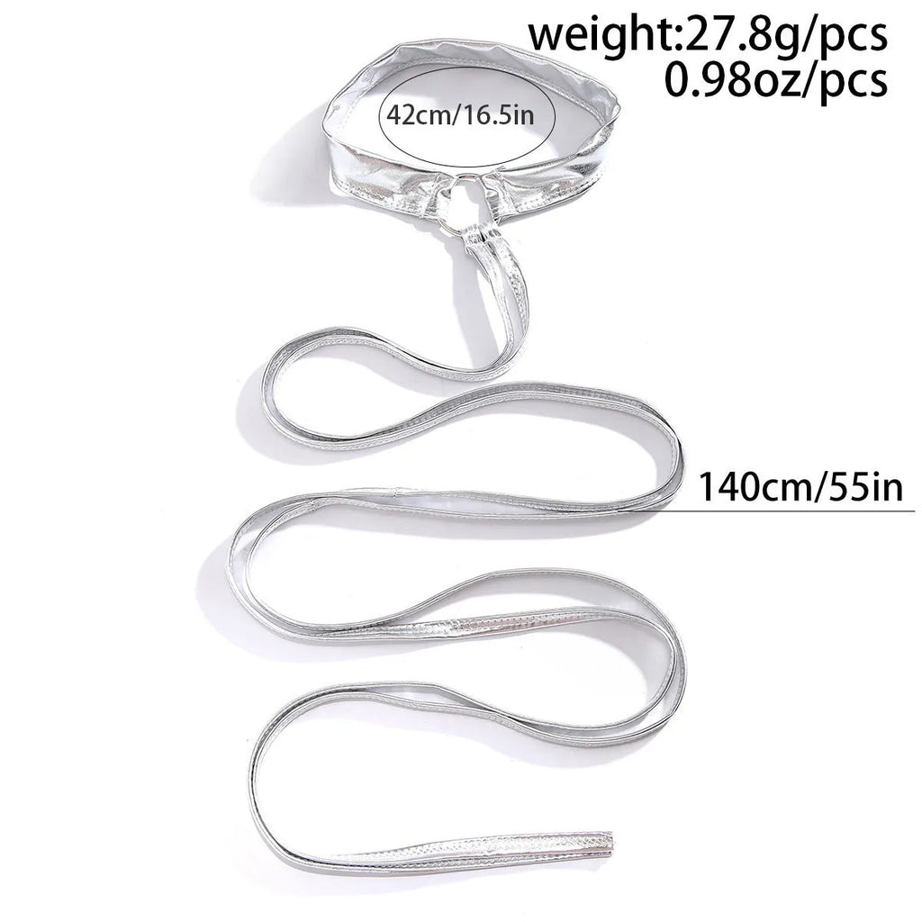 Silver geometric thigh chain anklet with lace-up design for women's body jewellery