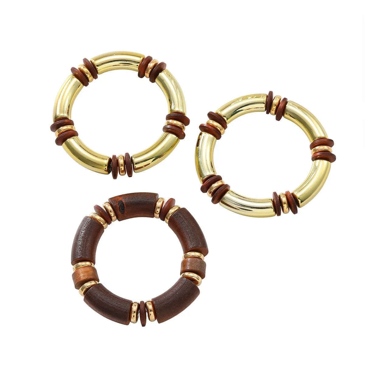 Women's multi-layer wooden necklace and bracelet set with alloy pendant and regular chain