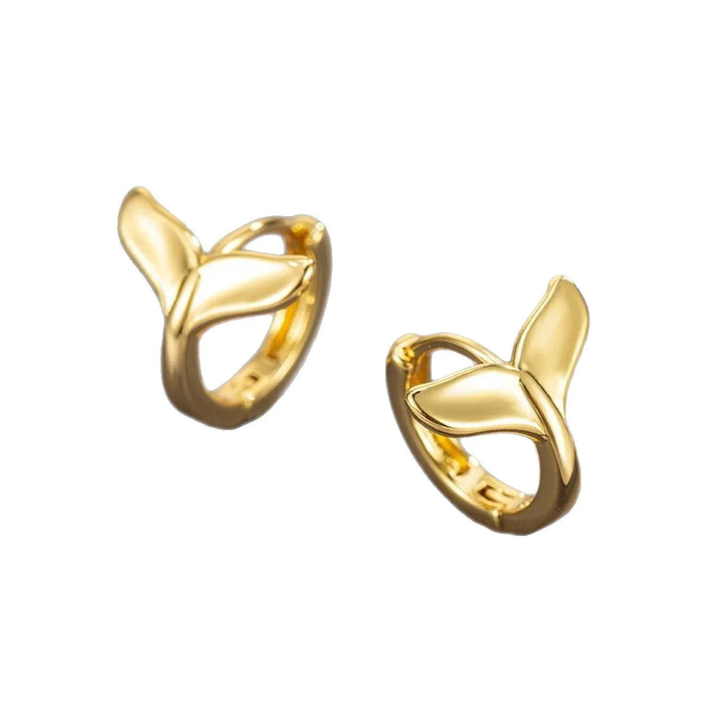 Women's fashion fishtail earrings with electroplated white gold or yellow gold finish