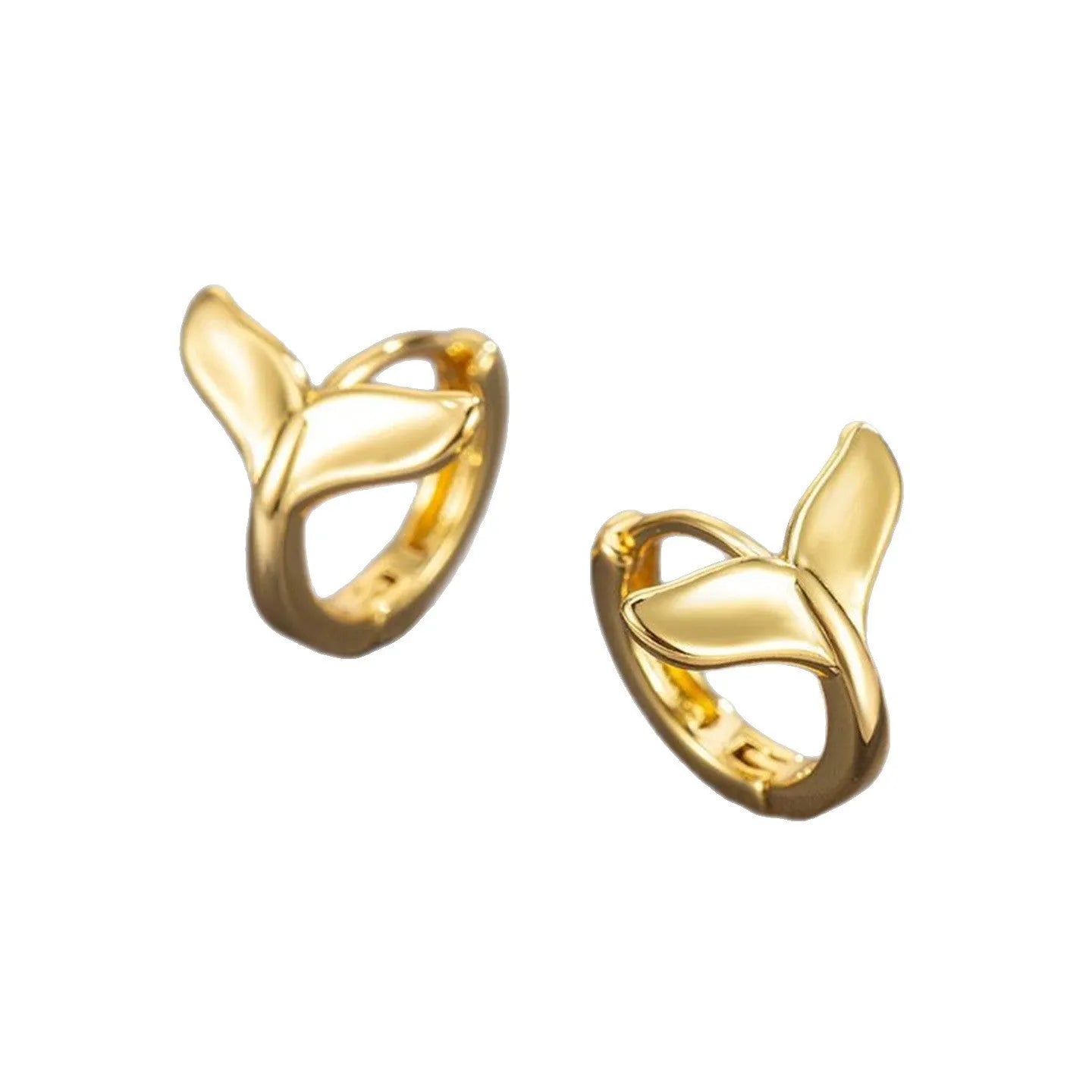 Women's fashion fishtail earrings with electroplated white gold or yellow gold finish