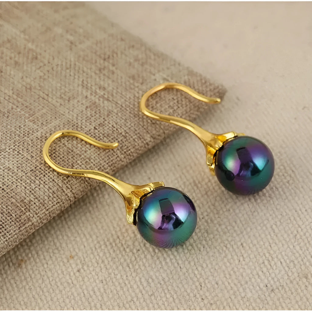 Gold electroplated retro fashion women's earrings with alloy construction for office wear