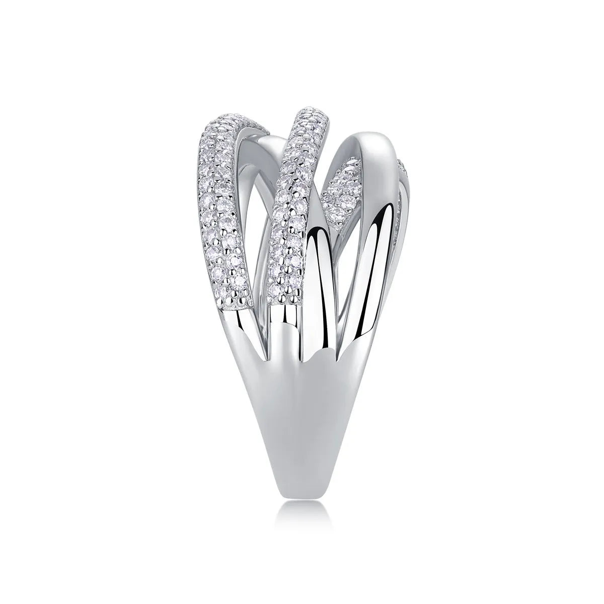 S925 sterling silver geometric ring with white stone on gift box