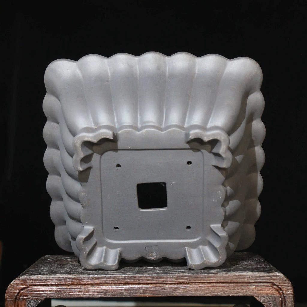 Purple sand ceramic square bonsai pot with classical styling and 37cm diameter