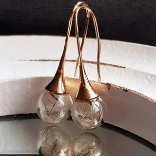 Transparent glass dandelion seed earrings with silver hooks in 16mm ball size