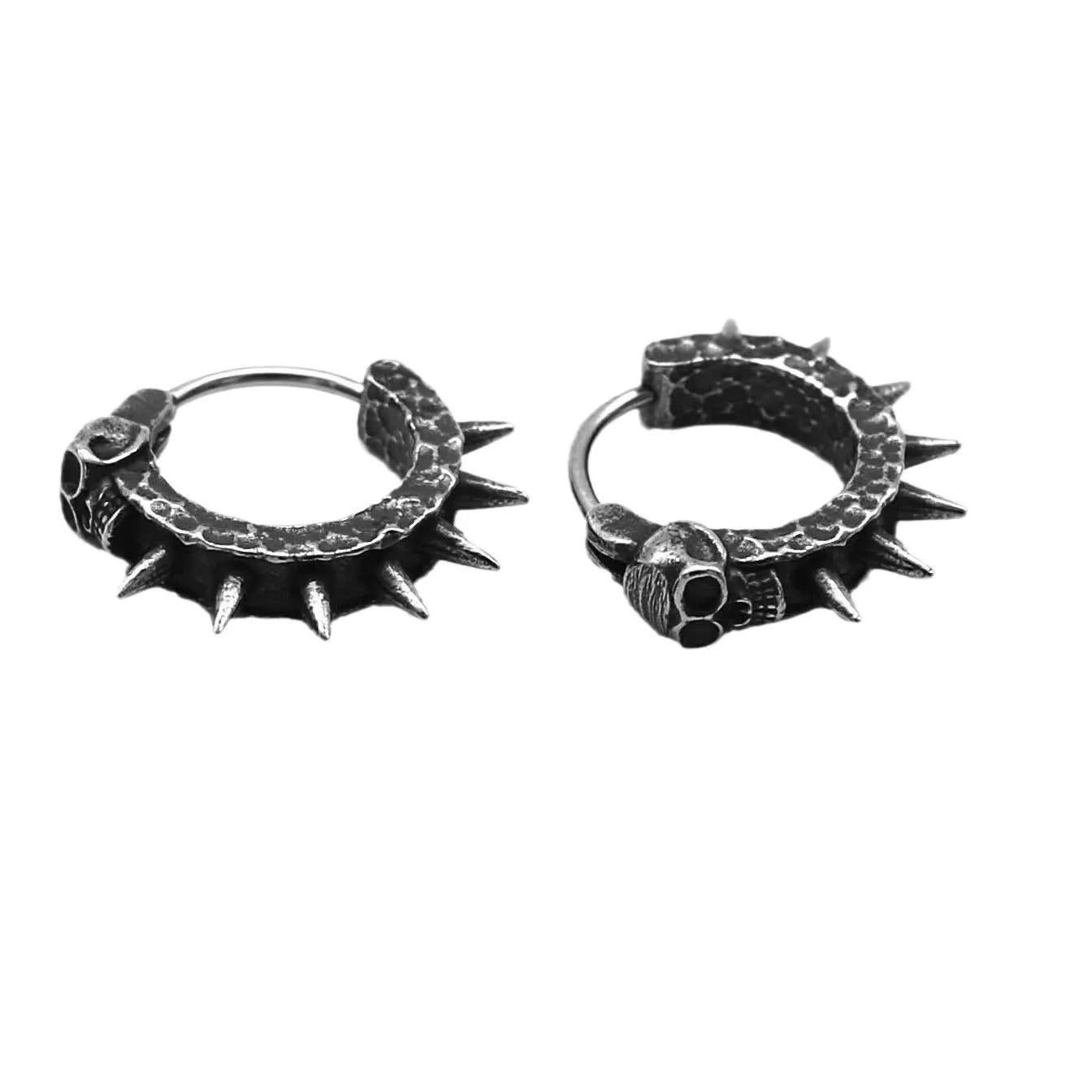 Black geometric alloy motorcycle punk earrings for men and women