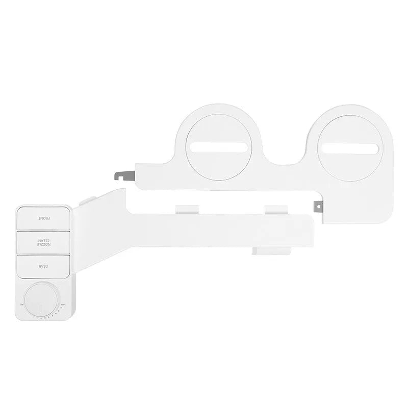 Pure white butt-lifting wash tool with detachable nozzle and one-click knob, no plug required.