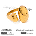 Stainless steel geometric open ring for women with exaggerated design and electroplated finish