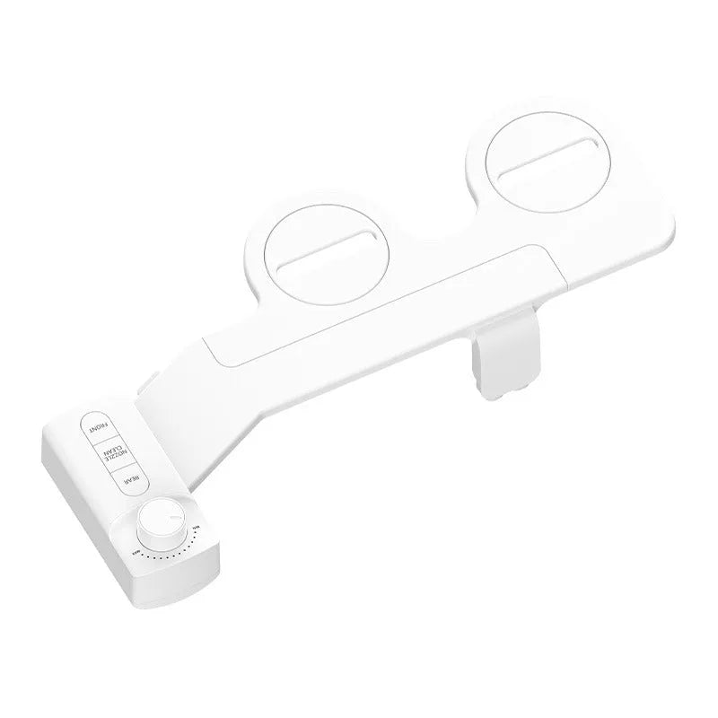 Pure white butt-lifting wash tool with detachable nozzle and one-click knob, no plug required.