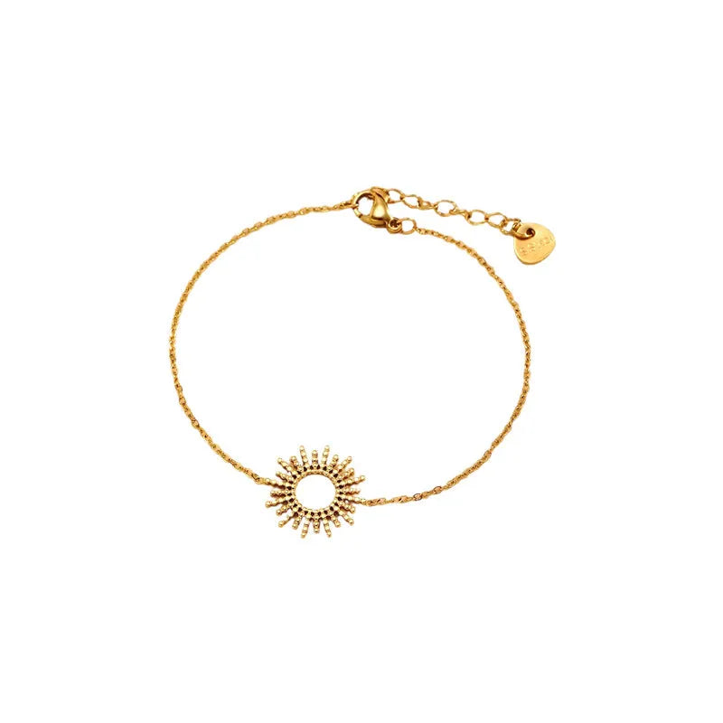 Sunflower series gold necklace and bracelet set for women with geometric chain design