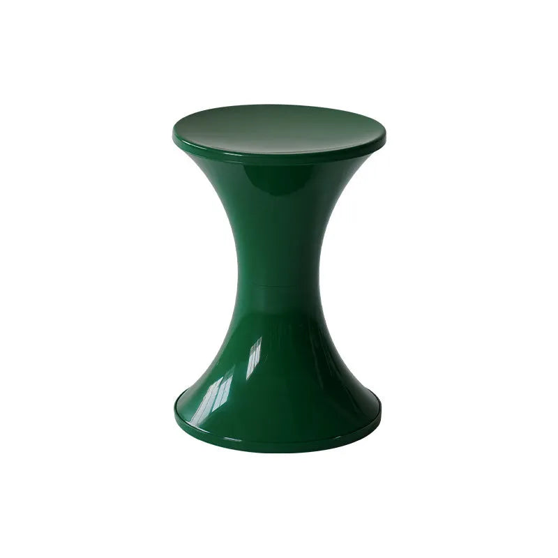 Plastic hourglass-shaped shoe changing stool shown in a selected colour.