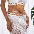 Gold brown alloy bead waist chain wrapped multiple times, showing bohemian multi-circle design on a neutral background.