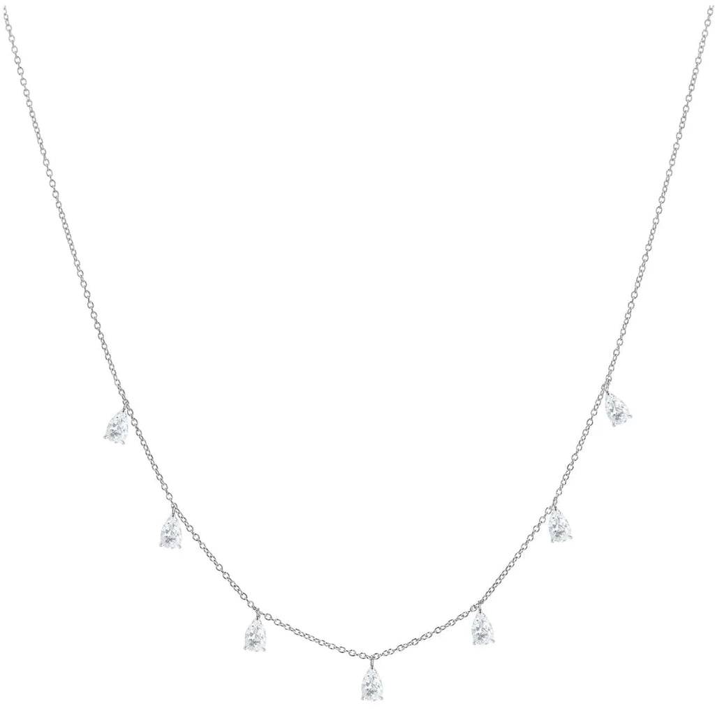 Drop-shaped artificial zircon pendant on an adjustable O-chain necklace in a choice of silver, rose gold, or golden yellow finish.