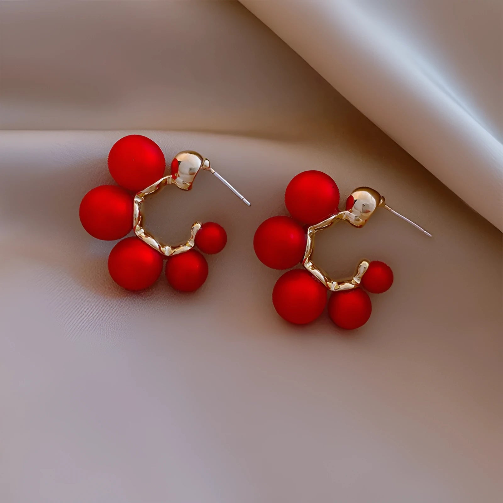 Red bell-shaped dangle earrings made from alloy material for women