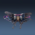 Purple colour-changing butterfly rhinestone collar with alloy pendant on a PU chain.