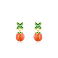 Sterling silver stud earrings with lucky persimmon fruit design in New Chinese style