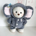 Grey elephant-themed plush jumpsuit for a 30cm teddy bear doll.