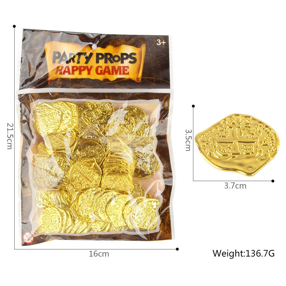 One hundred plastic replica Roman coins with metallic gold, silver or bronze electroplated finish