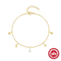 Gold colour S925 sterling silver bracelet with geometric water drop diamond pendant for women