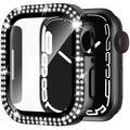 Apple Watch protective case with peep-proof double diamond glass in rose gold colour