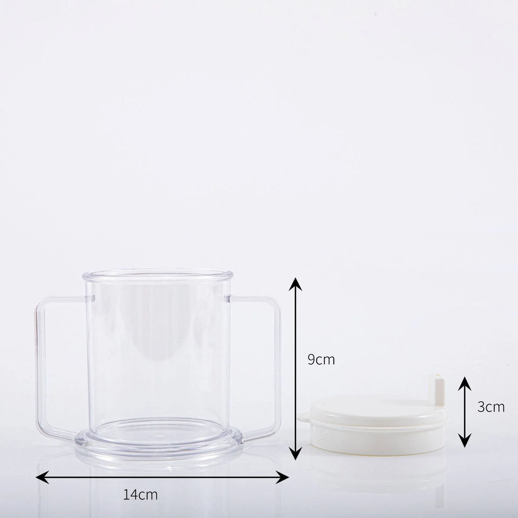Transparent spill-proof drinking cup with straw lid showing modern minimalist design