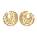 Women's exaggerated geometric earrings with pleated design and textured surface in gold or white K colour