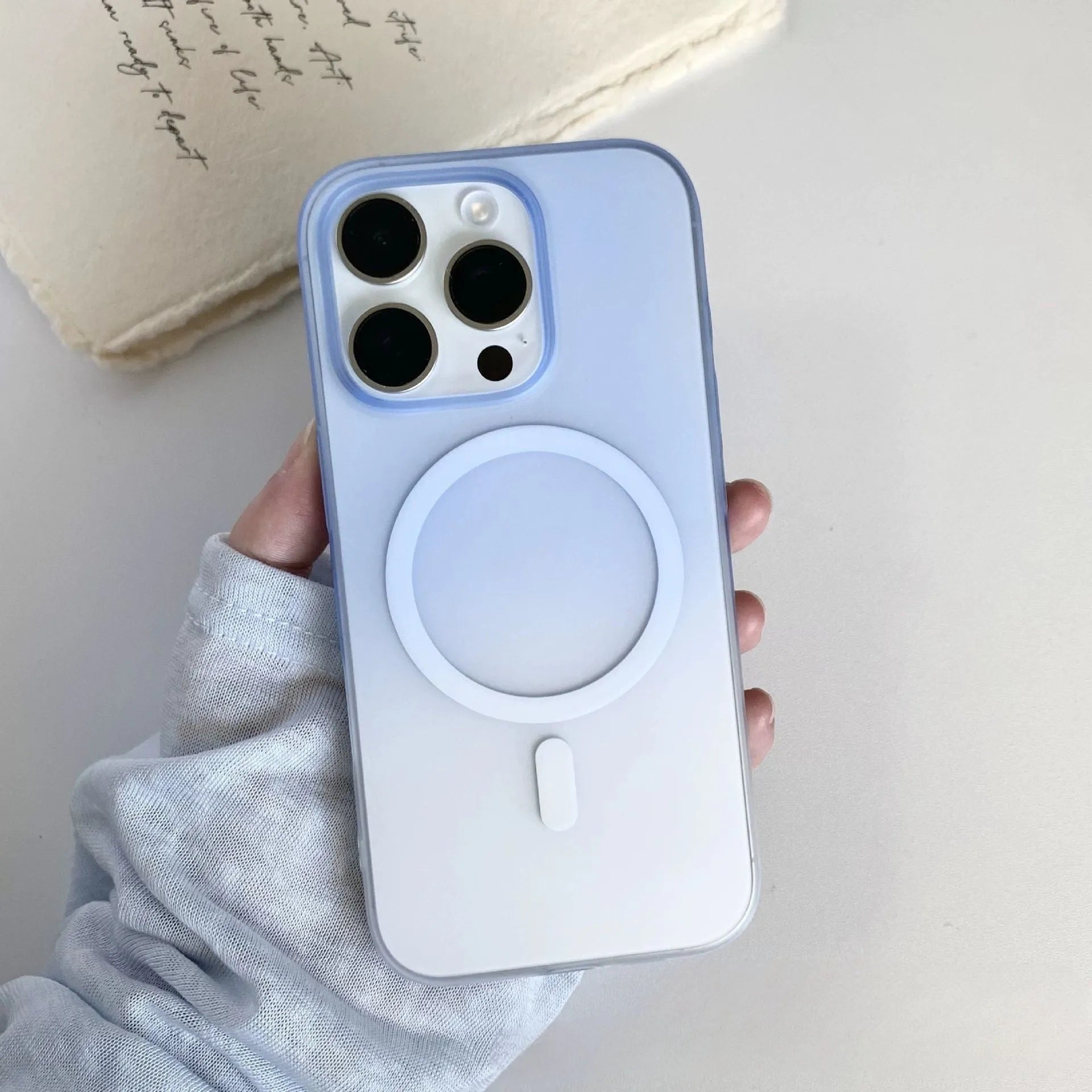 Gradient frosted magnetic suction phone case for iPhone with ultra-thin PC construction