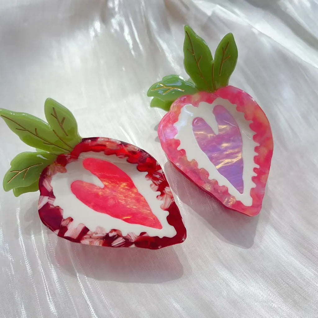 Love Honey Strawberry hairpin with pastoral style design in red or pink colour options