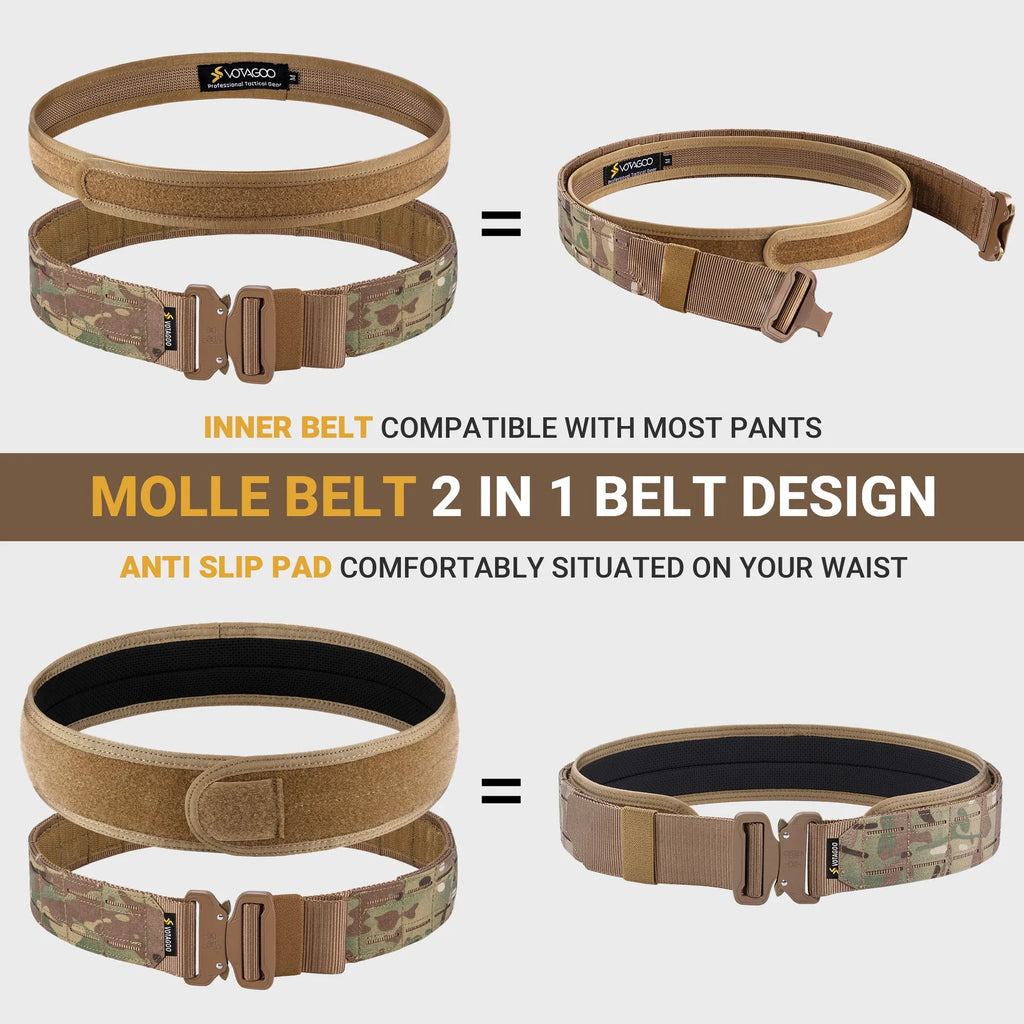 VOTAGOO thick 2-inch nylon tactical belt with an alloy quick-release buckle in CP camouflage colour.