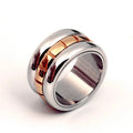 Gold titanium steel knuckle ring with ultra-wide band and rotating tail mechanism