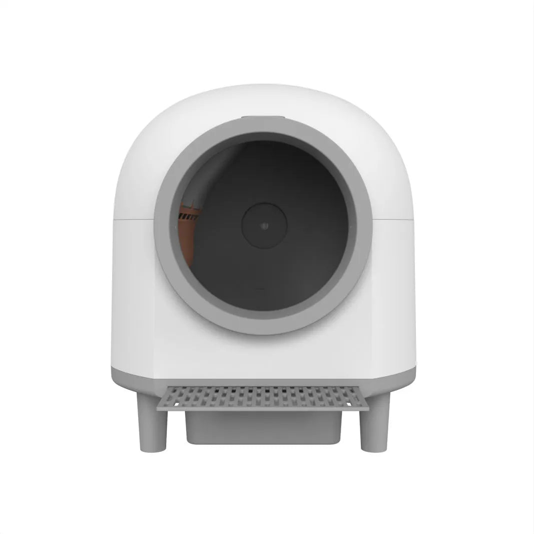 White automatic enclosed cat litter box with ABS plastic construction for cats up to 10kg