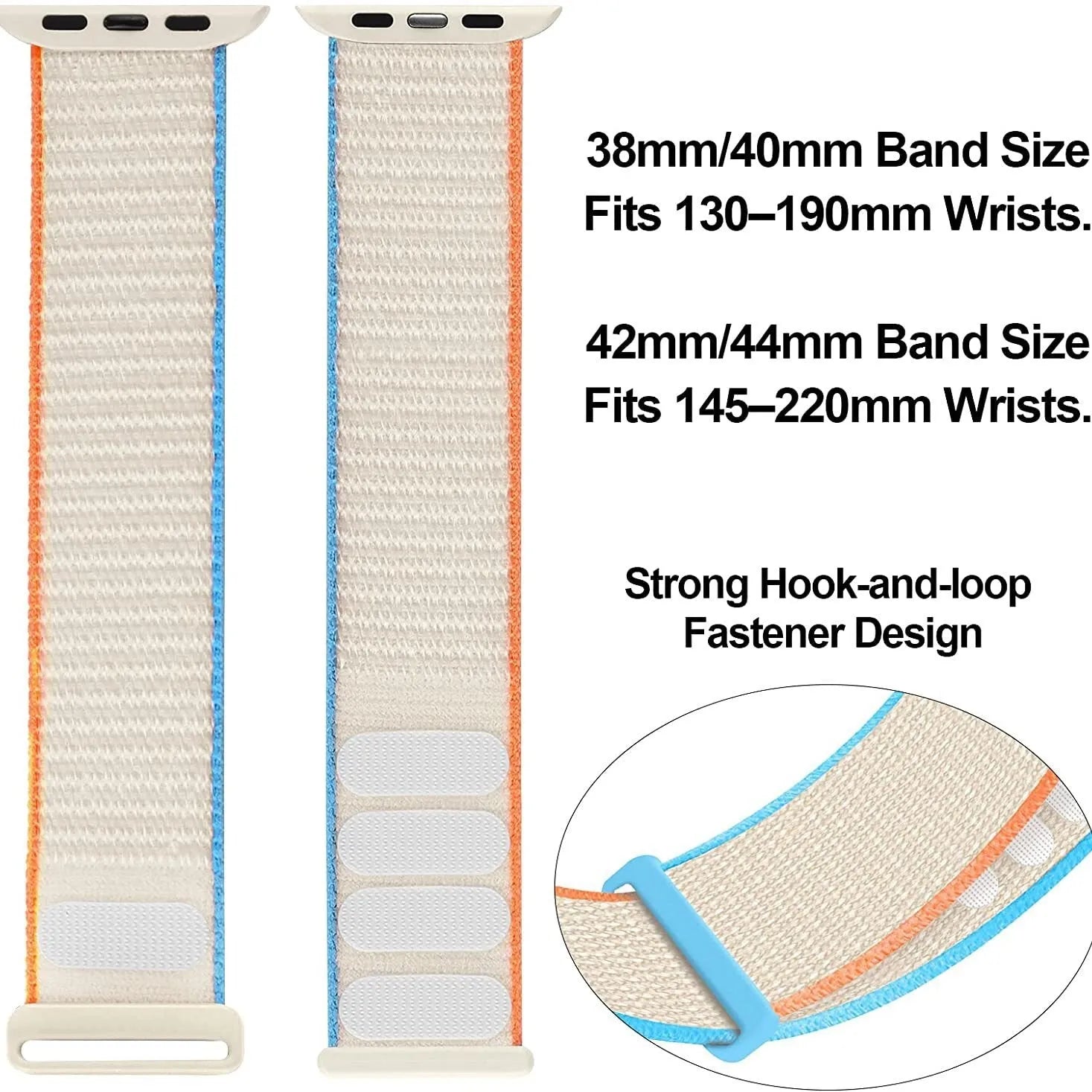 Woven nylon Apple Watch strap in multiple colours including pink sand and rainbow patterns