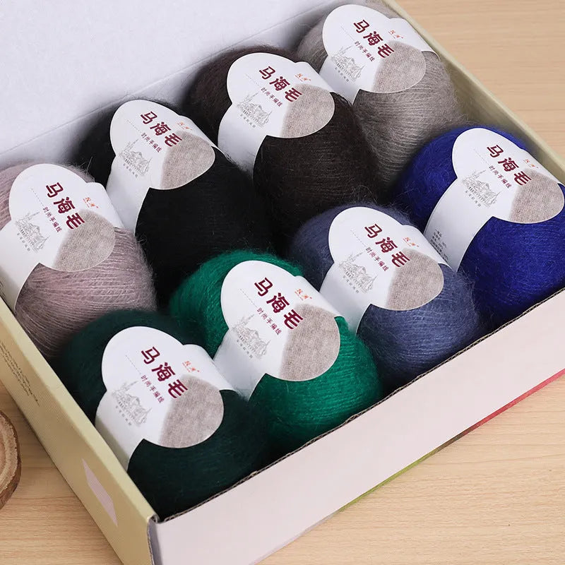 Mohair scarf knitting kit wool ball in selected colour for DIY hand-woven project