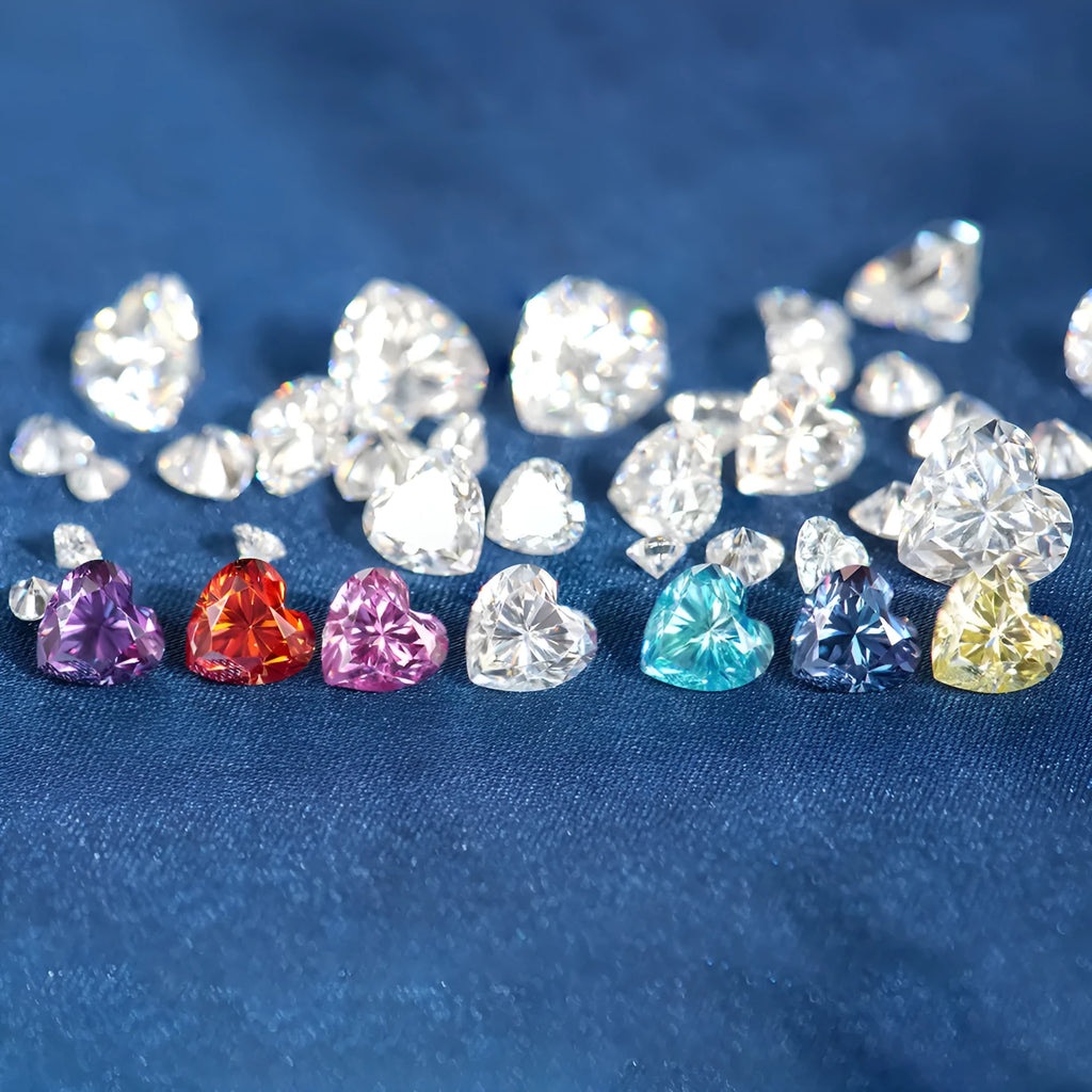 Colourful heart-shaped moissanite stone in lemon yellow with precise facets for jewellery making