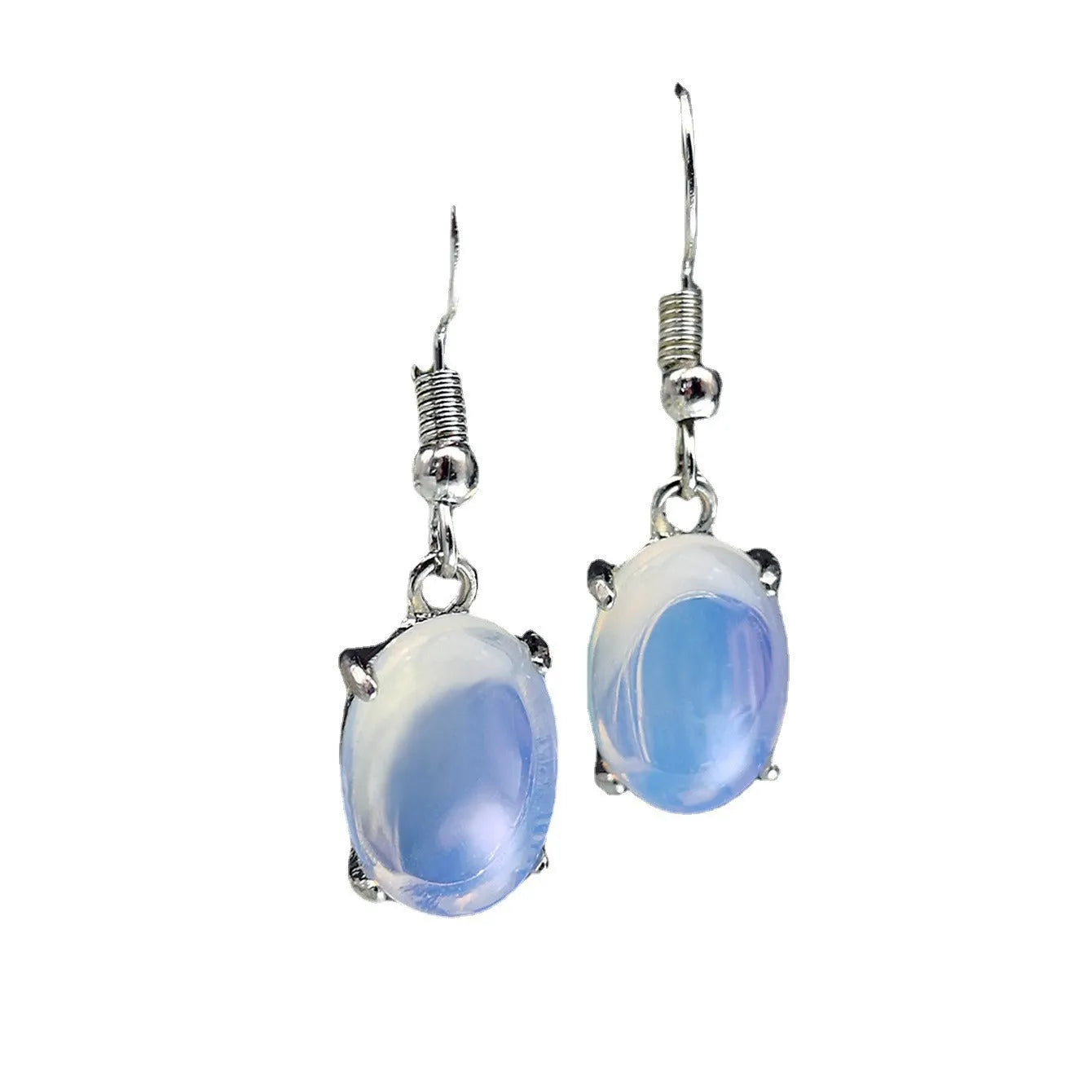 Moonlight white opal drop earrings with retro cross pendant on ellipse shape alloy jewellery