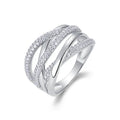 S925 sterling silver geometric ring with white stone on gift box