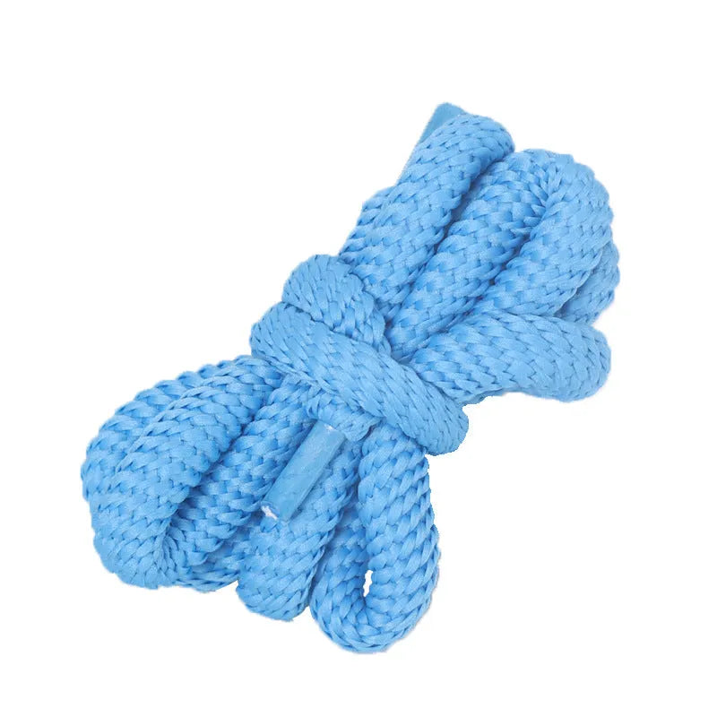 Black oval shoelace adapter rope showing round 1.0cm width, coiled to display length