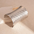 Women's vintage gold or silver metal bracelet with exaggerated round design