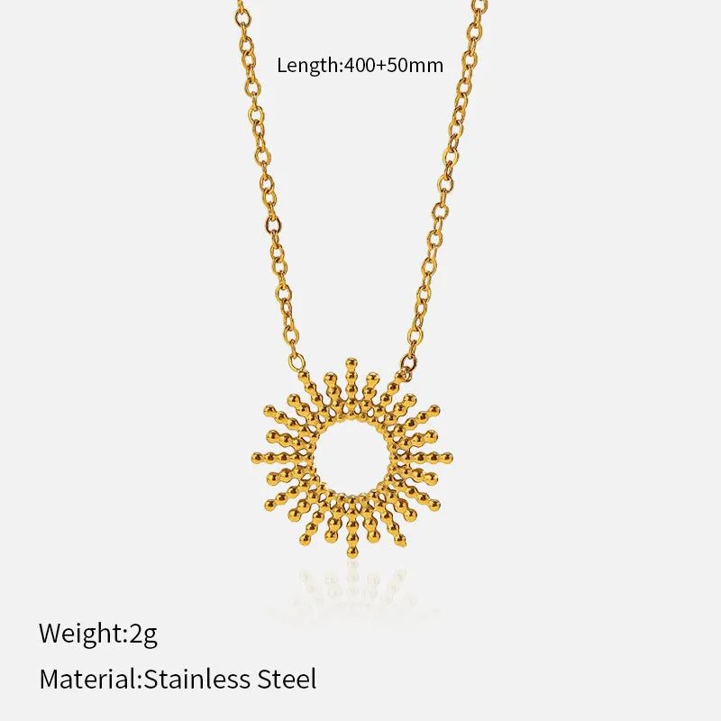 Sunflower series gold necklace and bracelet set for women with geometric chain design