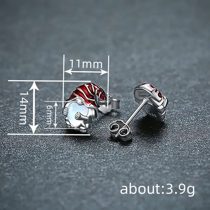 Women's Santa Claus design earrings with heart shapes in electroplated white gold colour on copper material
