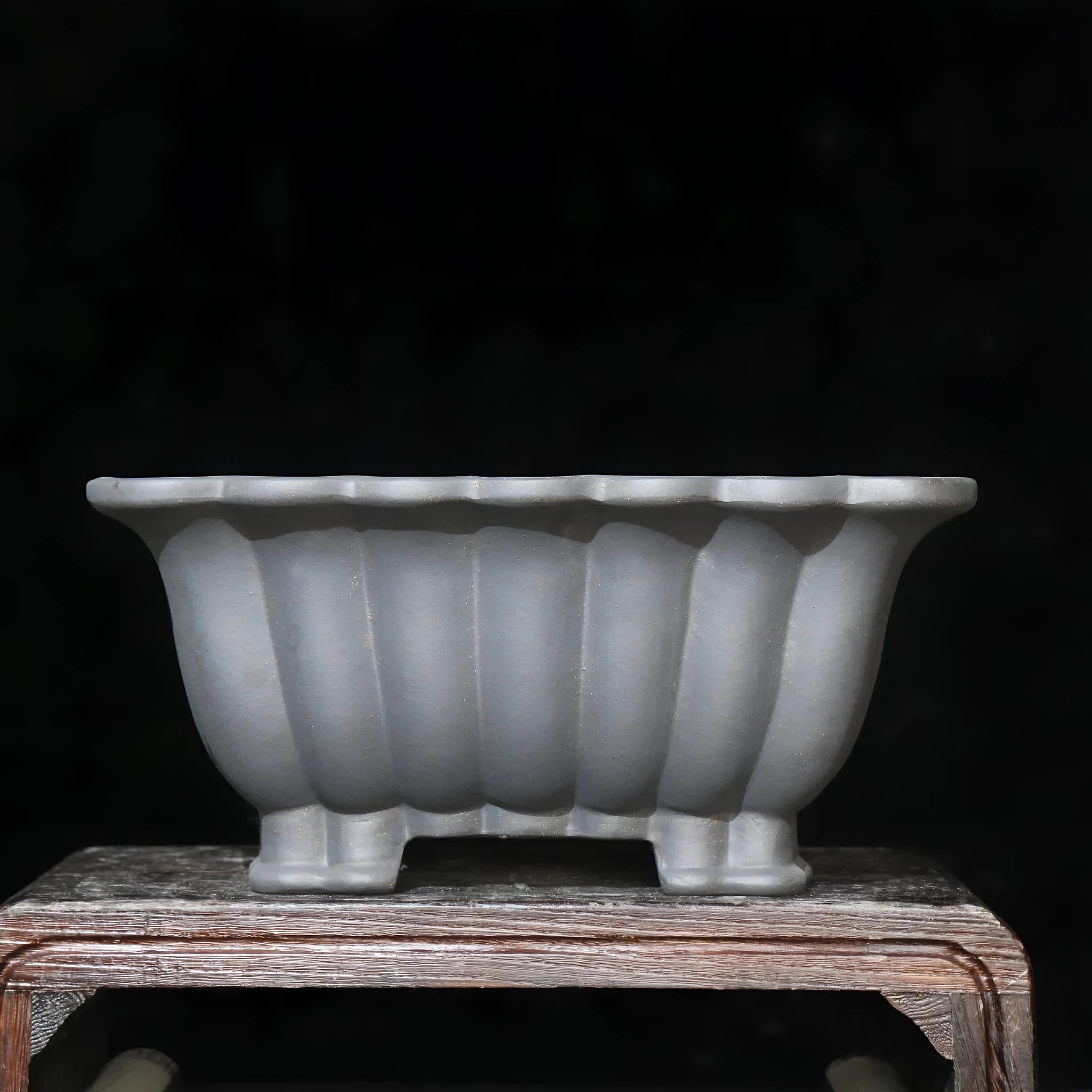 Purple sand ceramic square bonsai pot with classical styling and 37cm diameter