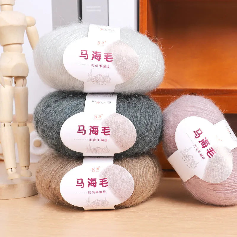 Mohair scarf knitting kit wool ball in selected colour for DIY hand-woven project