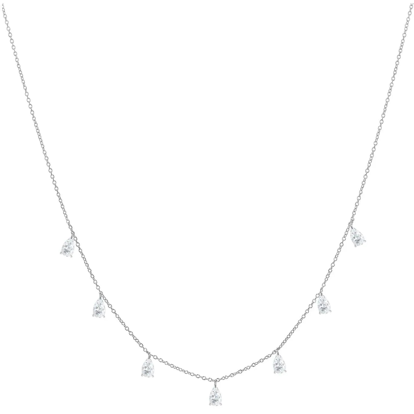 Drop-shaped artificial zircon pendant on an adjustable O-chain necklace in a choice of silver, rose gold, or golden yellow finish.