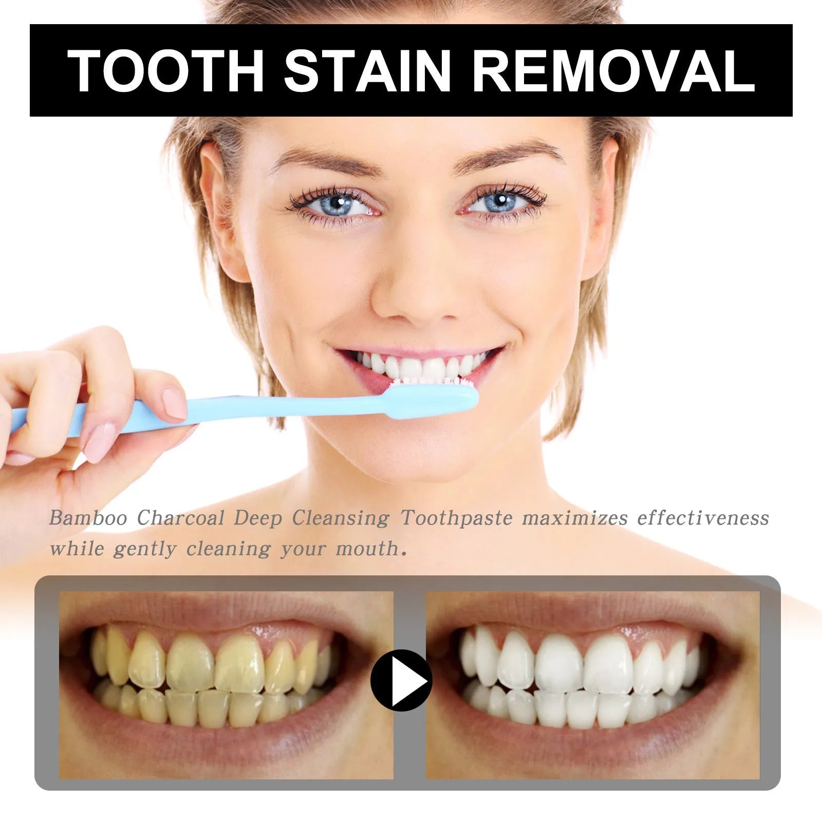 30ml bamboo charcoal bright white stain removing toothpaste tube with mint formula
